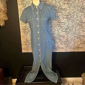 Vintage 90’s long denim dress with whip stitch hem